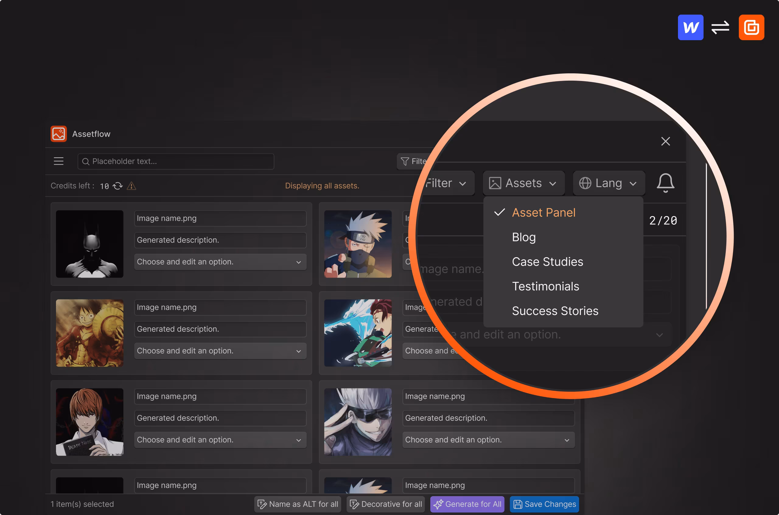 Alt Text for Every Asset, Easily, shown inside Assetflow