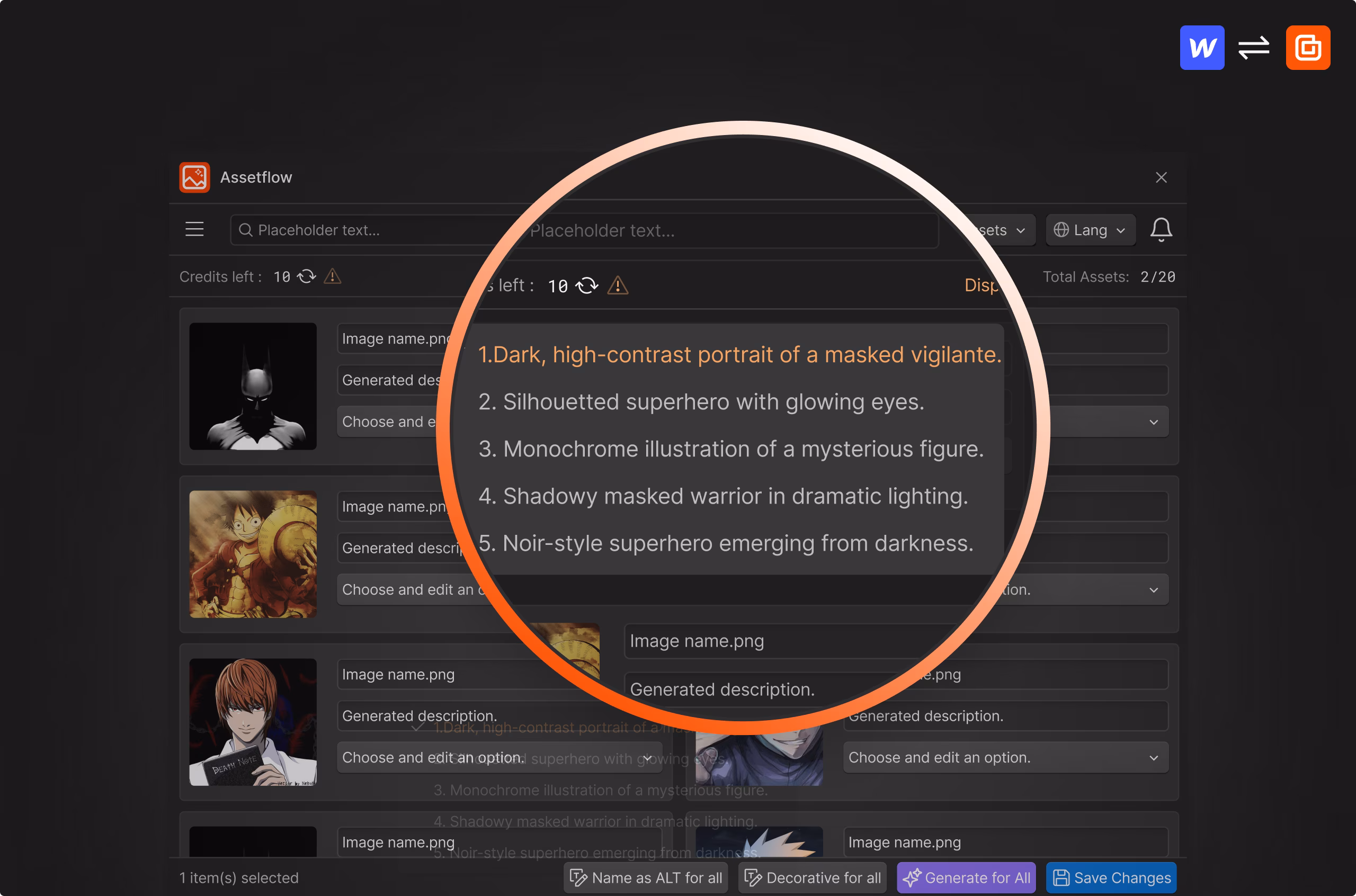 Choose, Edit, Perfect Your Alt Text, shown inside Assetflow
